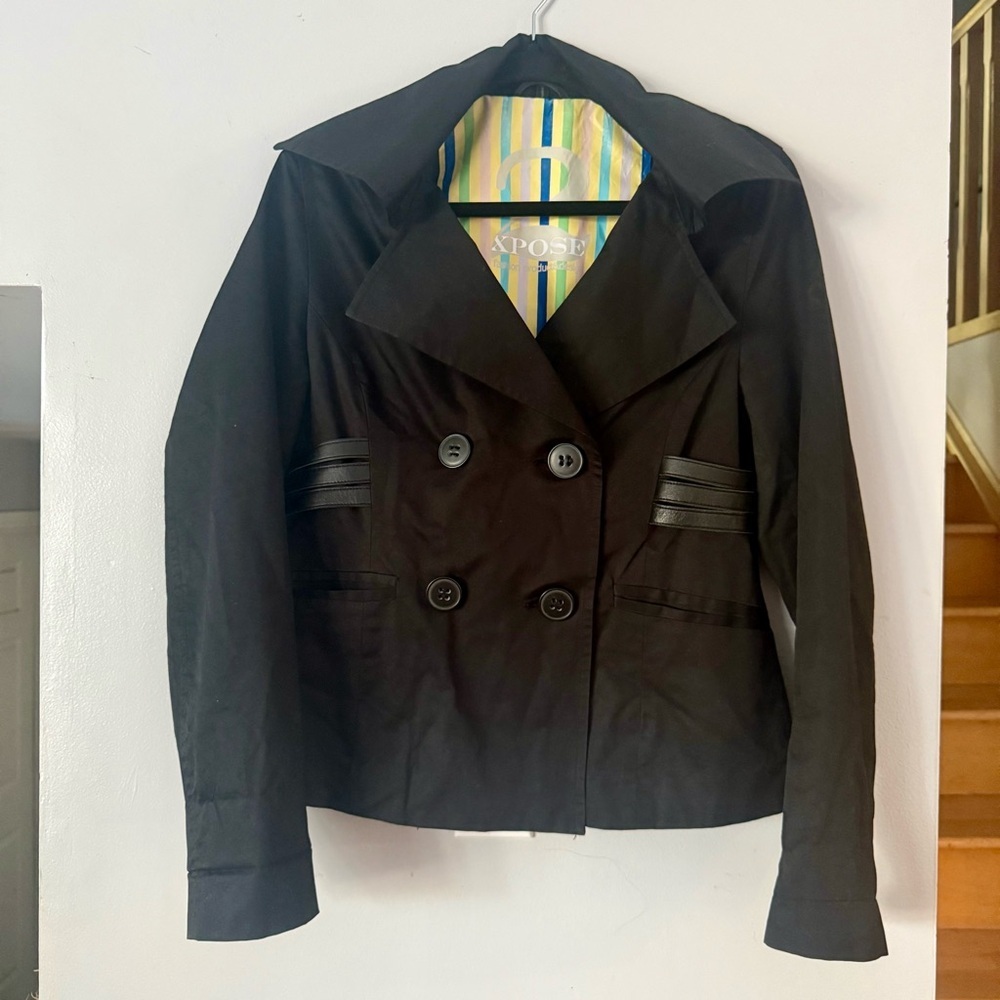 🌻Edgy Black Double-Breasted Women's Coat